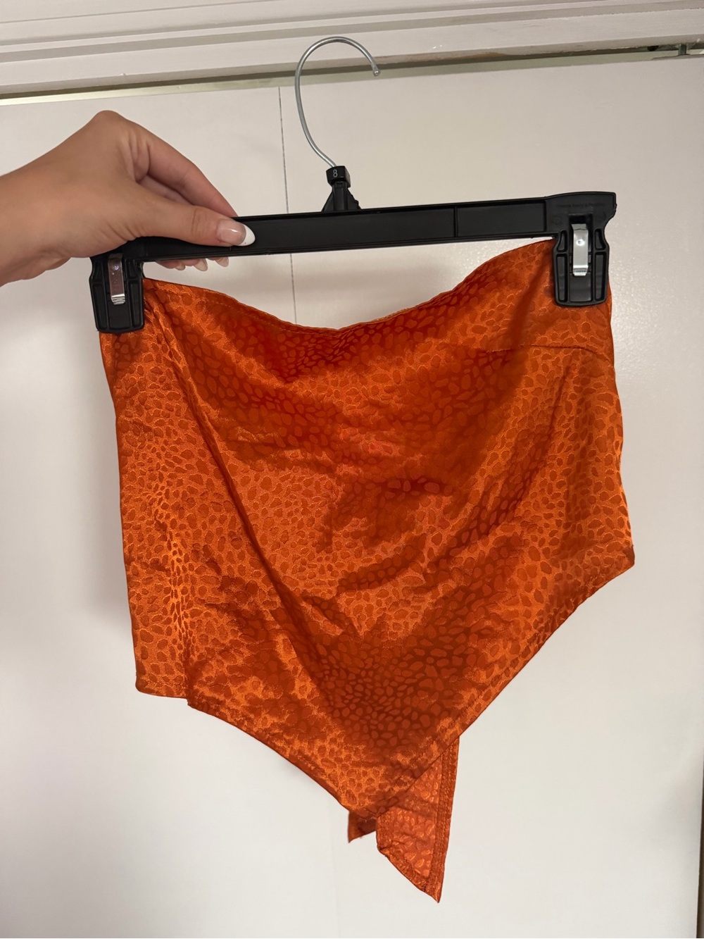 Women's Orange Satin Hem Tube Top